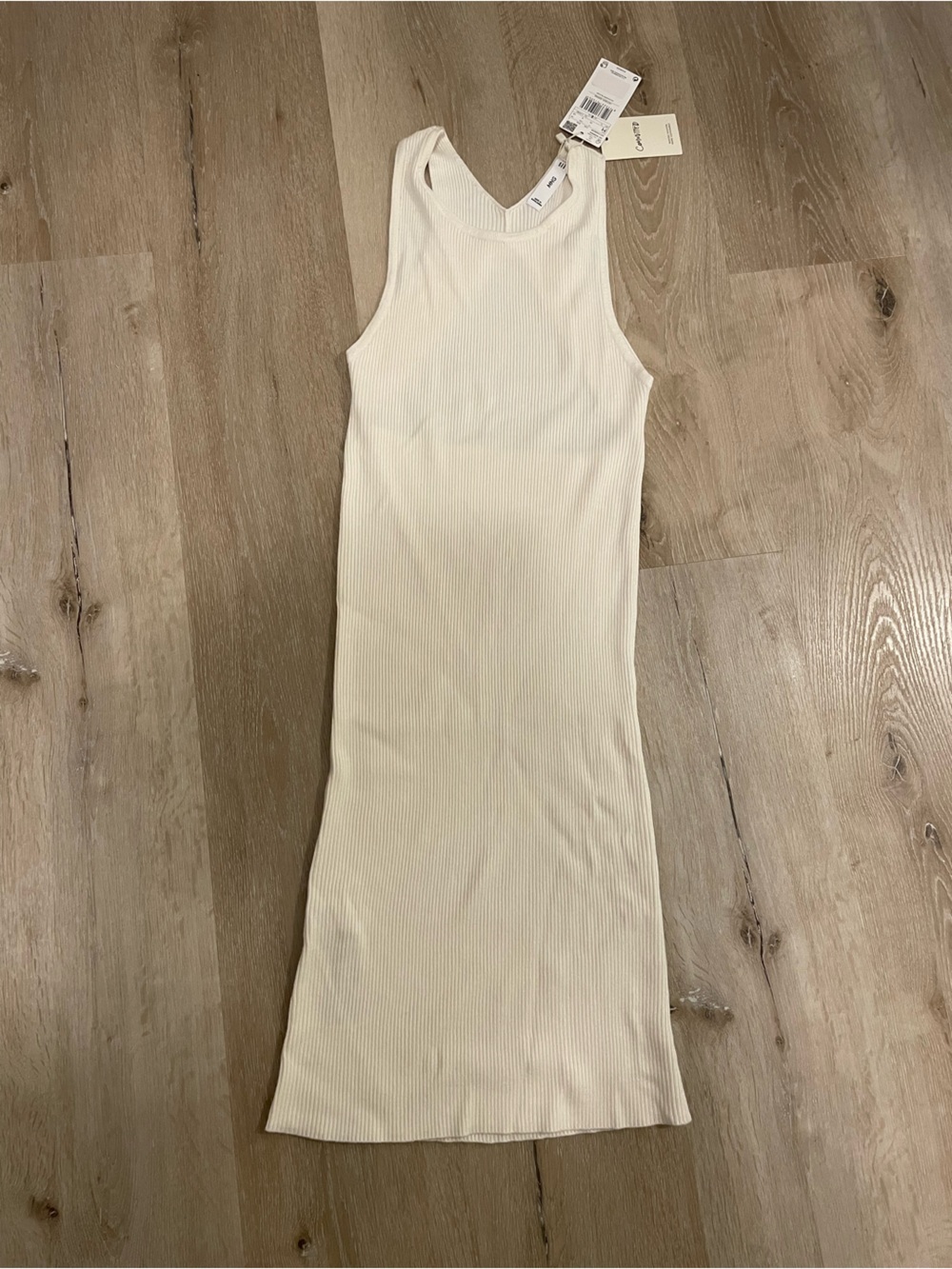 Mango Cream Ribbed Mini Vestido Dress